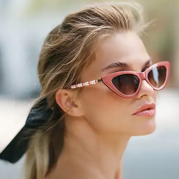 Anthropologie Pearl Arm Cat-Eye Sunglasses - Rose | NWT main image 6